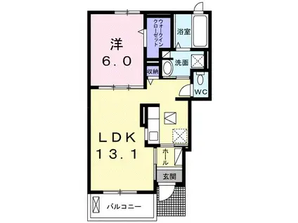 クードラパン(1LDK/1階)の間取り写真