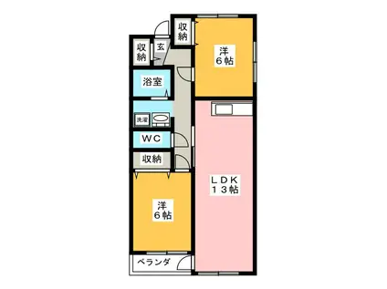 FIORE CILIEGIO(2LDK/2階)の間取り写真