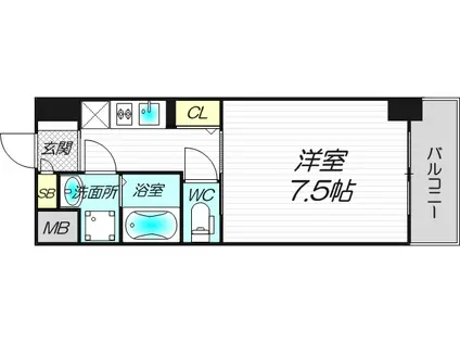 レジデンス中之島公園(1K/7階)の間取り写真