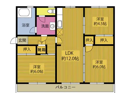 ハイツ松山(3LDK/4階)の間取り写真
