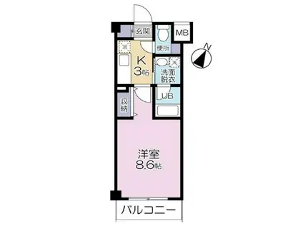 ラティーダ下並木ツー(1K/1階)の間取り写真