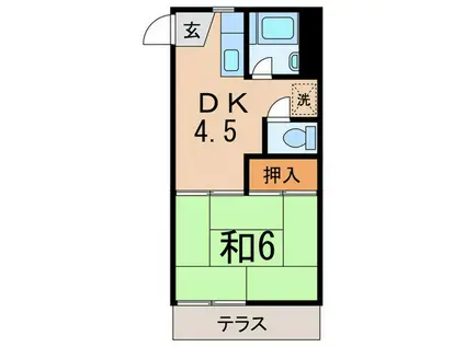 メゾンさくらB棟(1DK/1階)の間取り写真