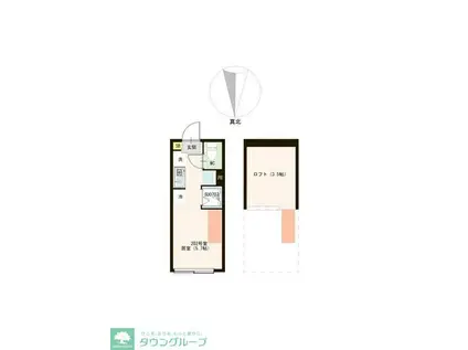 ハーモニーテラス都立家政(ワンルーム/2階)の間取り写真