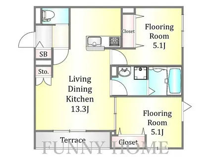 ヴァーチェ桜ヶ丘(2LDK/1階)の間取り写真