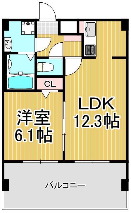 アーバハイツ六町環七北通(1LDK/5階)の間取り写真