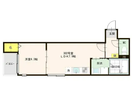 LENVOL 六町(1LDK/3階)の間取り写真