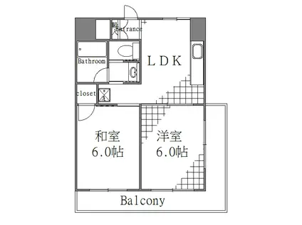 パークヒルズ越前屋(2LDK/6階)の間取り写真