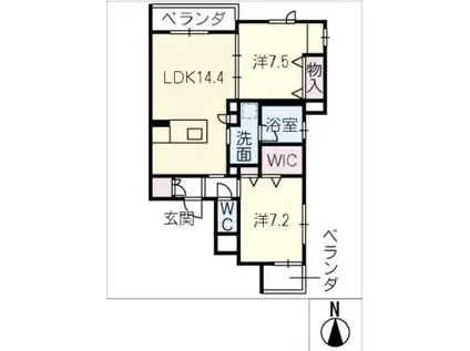 ゼロニアス藤が丘(2LDK/3階)の間取り写真