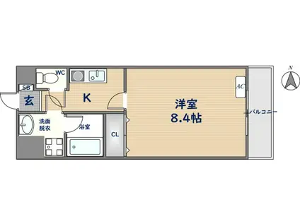 メルディアキューブやえのさと(1K/8階)の間取り写真