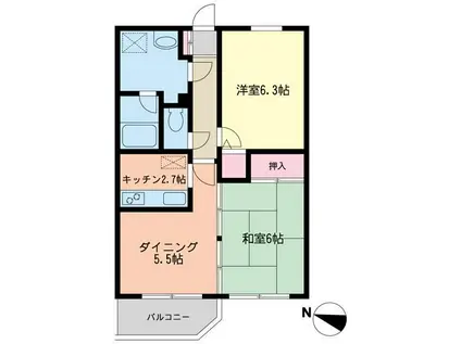 明光高野台(2DK/2階)の間取り写真