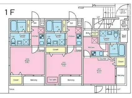 REPOSE(1K/1階)の間取り写真