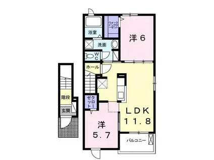 グランデール興浜III(2LDK/2階)の間取り写真