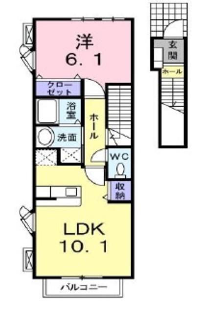 ハーベストスクエア弐番館(1LDK/2階)の間取り写真