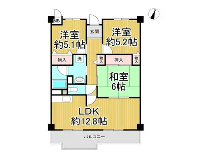 ラ・ヴィア伊丹郷(3LDK/2階)の間取り写真