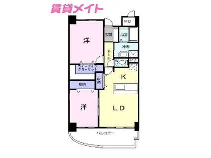 シャルマン ヴェガ(2LDK/1階)の間取り写真