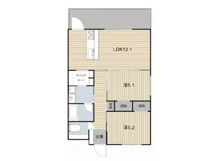 NZ共同(2LDK/2階)の間取り写真