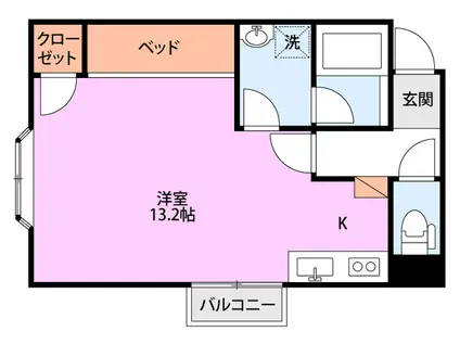 ベルビュー福山(ワンルーム/2階)の間取り写真