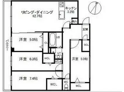 S-RESIDENCE宮の森(4LDK/2階)の間取り写真