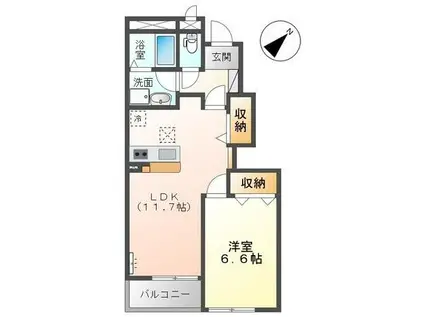カーサドマーニ(1LDK/1階)の間取り写真