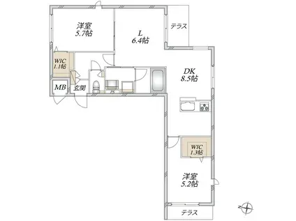 滝野川1丁目メゾン(2LDK/1階)の間取り写真