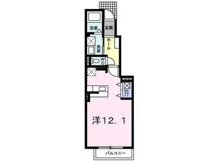 カーサ・フローラ(ワンルーム/1階)の間取り写真