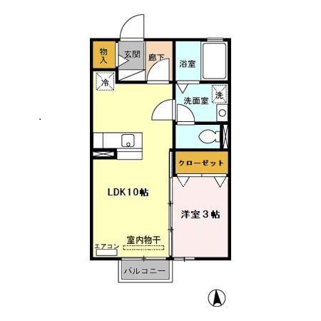 名鉄常滑線 多屋駅 徒歩4分 2階建 築20年(1LDK/2階)の間取り写真