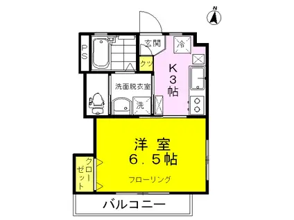 サンスクエア小岩(1K/2階)の間取り写真