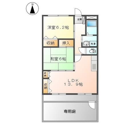 グランディール(2LDK/1階)の間取り写真