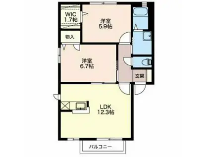 グランドールB(2LDK/1階)の間取り写真