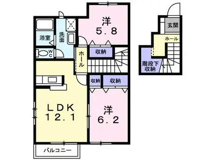ラフィーネITO A(2LDK/2階)の間取り写真