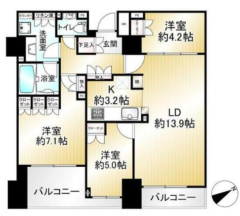 イトーピア武蔵野ブランマーク(3LDK/5階)の間取り写真