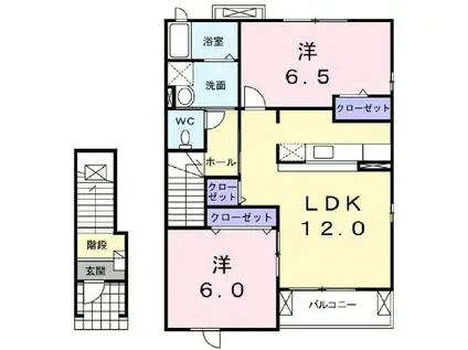 パルムドール(2LDK/2階)の間取り写真