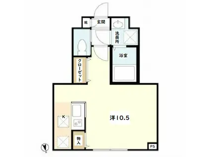 ウェルスクエア尾山台(ワンルーム/1階)の間取り写真