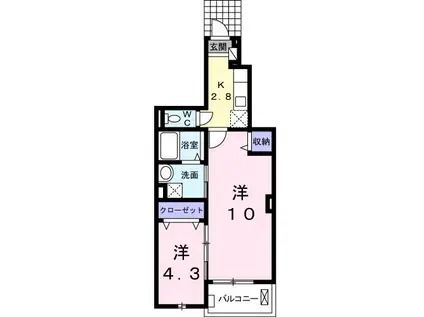 モーデカーサ(2K/1階)の間取り写真