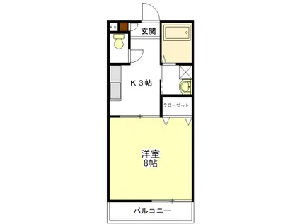 メゾンYOU B(1K/1階)の間取り写真