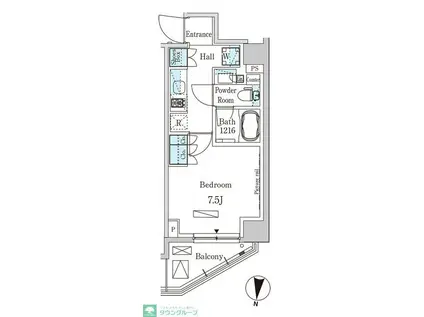 パークアクシス木場キャナルイースト(1K/7階)の間取り写真