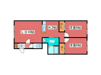 メゾンフローラ(2LDK/1階)の間取り写真