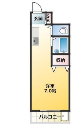 ドミールタカラ(ワンルーム/1階)の間取り写真