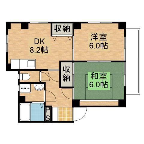 稲垣ビル(2DK/2階)の間取り写真