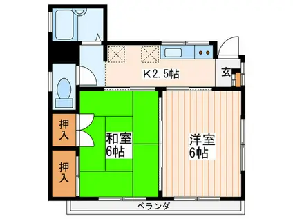 四つ木ヒルズ(2K/2階)の間取り写真