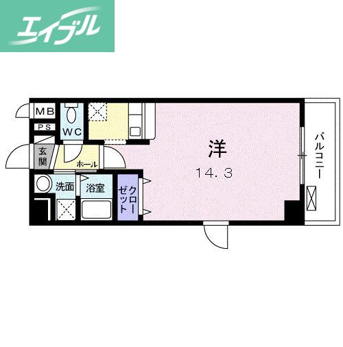 リョーアイ(ワンルーム/2階)の間取り写真