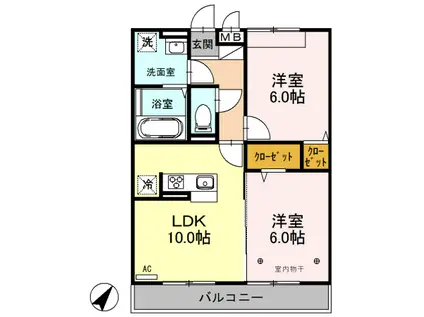 CLOVER FIELD(2LDK/1階)の間取り写真
