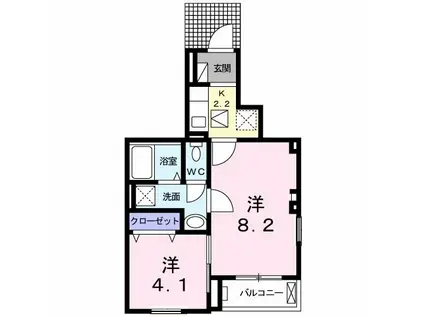 ヴァンベェール22(2K/1階)の間取り写真