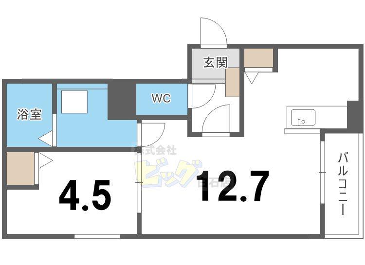 LA VITA COMODO SAPPORO(1LDK/3階)の間取り写真