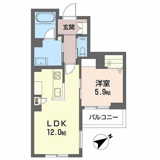 ALLUME(1LDK/2階)の間取り写真