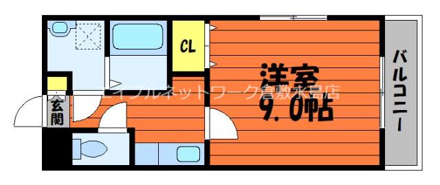 コンフォルト中祥(1K/4階)の間取り写真