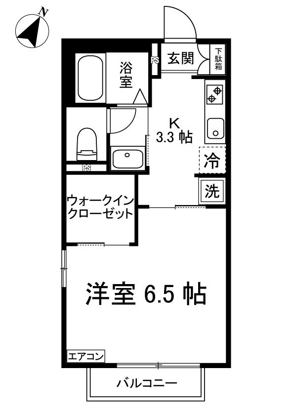 コンフォールオリモ(1K/2階)の間取り写真