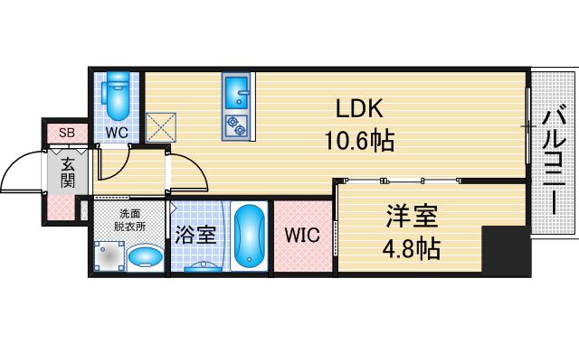 ルネフラッツ今池駅前サウス(1LDK/13階)の間取り写真