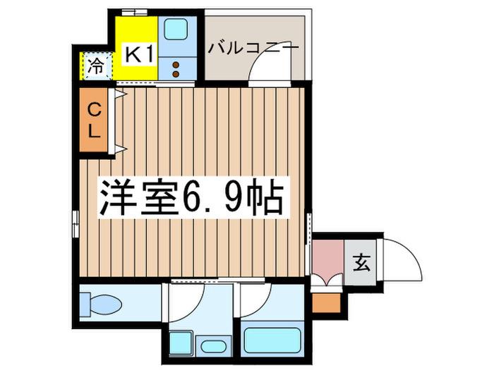 フュージョナル日本橋浜町(1K/2階)の間取り写真