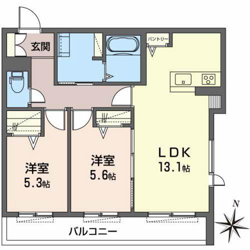 BEREO吹屋町(2LDK/3階)の間取り写真